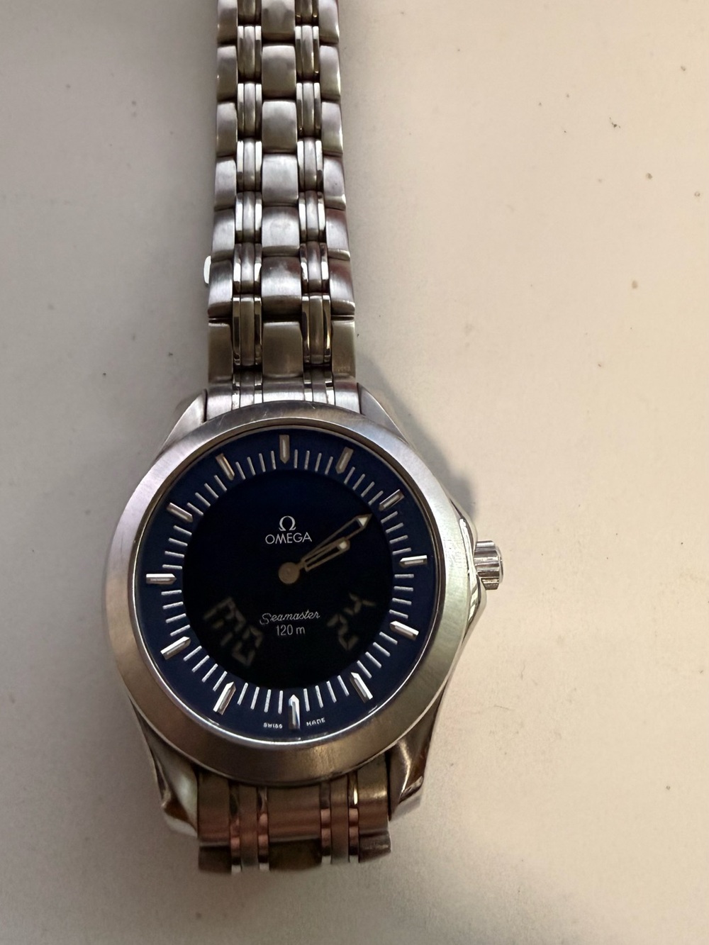 Rare Omega Seamaster digital quartz watch with Blue Dial